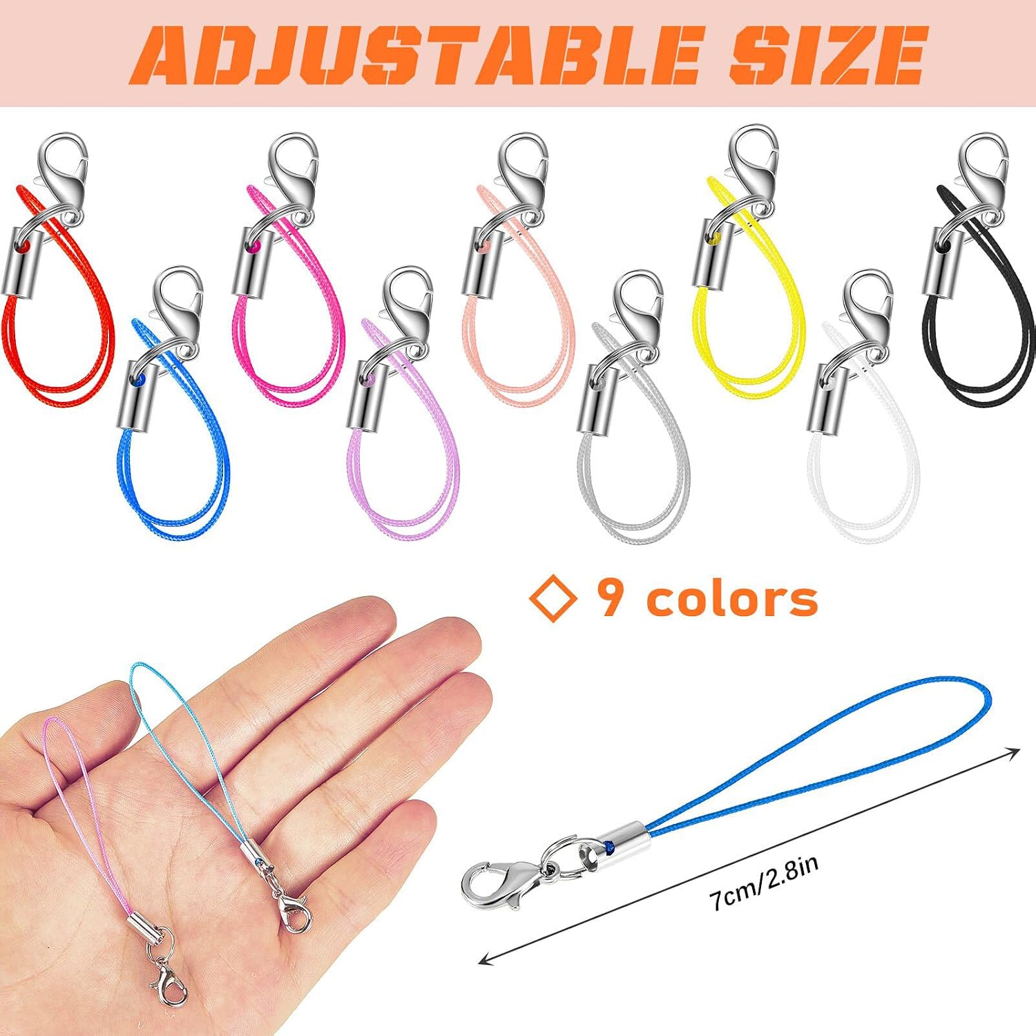 Flutesan 50 Pcs Lobster Clasp Cords Charm Straps Wrist Lanyards, 9 Colors
